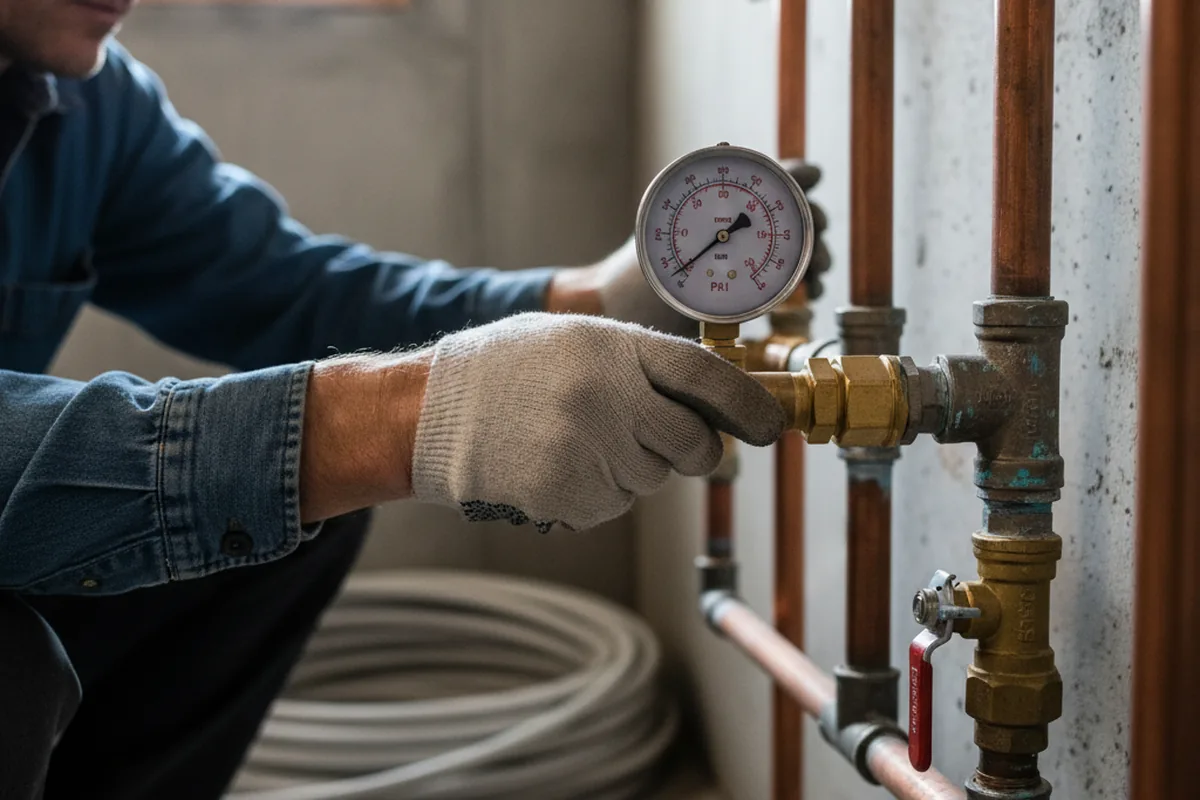 Pressure testing a repaired line during Water Line Repair in Brownfield